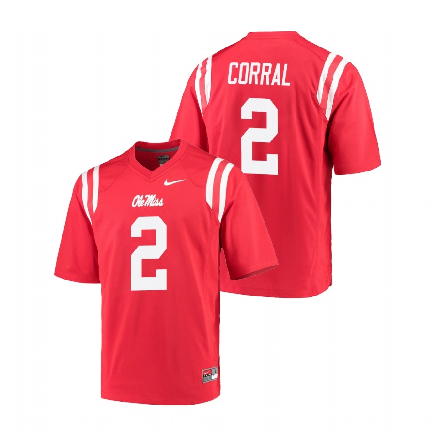 Ole Miss Rebels Men's NCAA Matt Corral #2 Red Game Nike College Football Jersey HWC7249EK